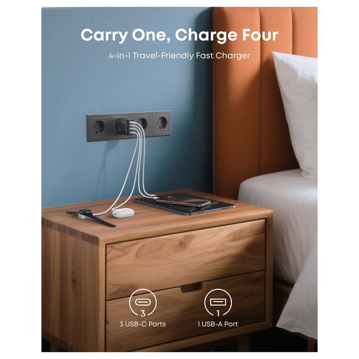 Anker Zolo A121C 70 W Cargador de Pared con 4 Puertos USB-C y USB-A en Negro