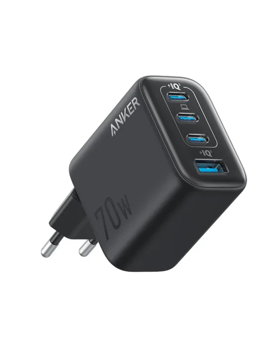 Anker Zolo Cargador de Pared 70W 4 Puertos con Power Delivery 3.0 (PD 3.0), Negro