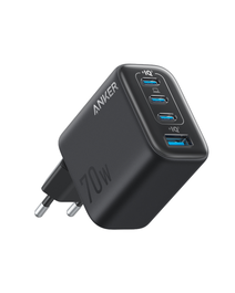 ANKER A121C Cargador USB-C de Pared, 3 Puertos, Carga Rápida, Color Negro, Corriente Alterna, Universal
