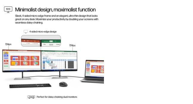 HP 724pn Monitor 24" WUXGA Series 7 Pro, 1920x1200, IPS, 99% sRGB, 5ms, 75Hz