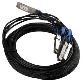 MikroTik XQ+BC0003-XS+ Cable de Interconexión QSFP28 a 4x SFP28, 3 m, Macho, 100 Gbit/s, Negro, Cromo, Protocolo InfiniBand