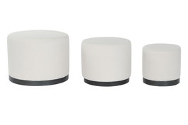 DKD Home Decor Set de 3 Reposapiés Borreguito Blanco y Negro