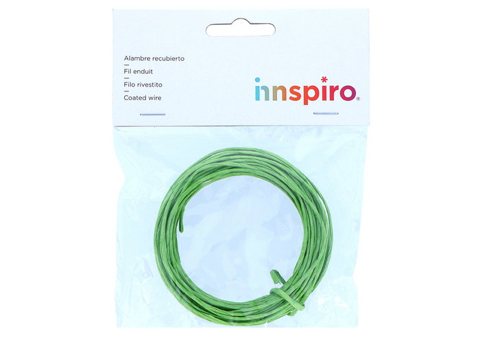 Innspiro Alambre recubierto de papel verde 3mm x 10m