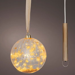 Lumineo Bola micro led luz cálida transparente con alambre cobre Ø14 cm
