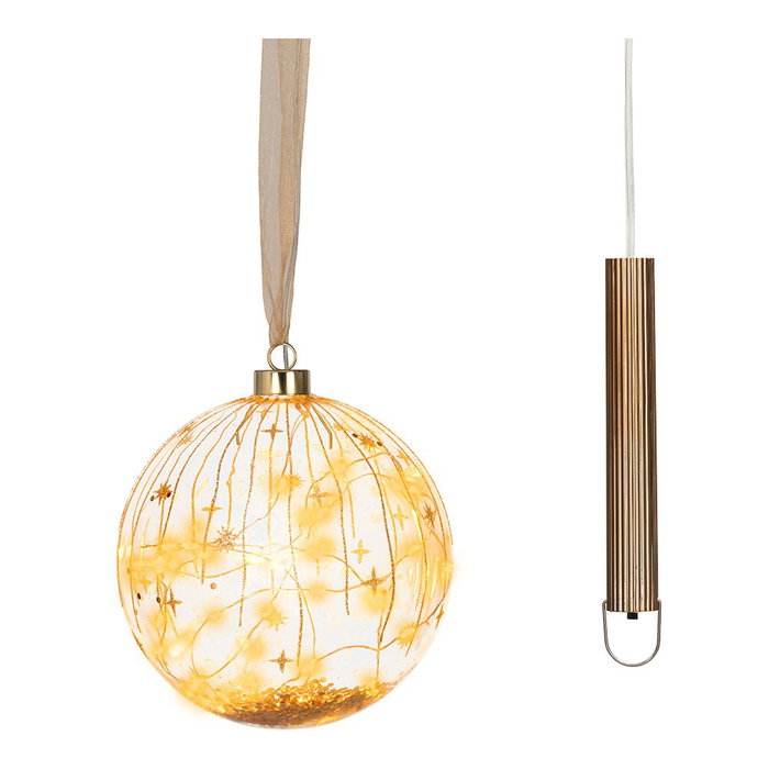 Lumineo Bola micro led luz cálida transparente con alambre cobre Ø14 cm