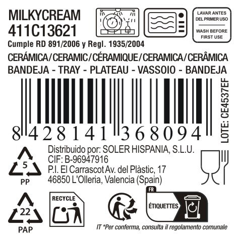 La Mediterranea Bandeja Oval Milkycream 30x17.5x3.2cm MD (Pack de 12)