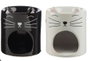 DKD Home Decor Quemador de Aromas Cerámica Blanco Negro Gato 8x9x8 cm (12 Unidades)