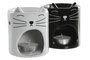 DKD Home Decor Quemador de Aromas Cerámica Blanco Negro Gato 8x9x8 cm (12 Unidades)