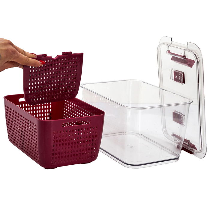 Cook Concept Hermético Nevera con 2 Compartimentos y Cesta Ventilada Coup De Fraiche 28.5x18.5x15.5 cm