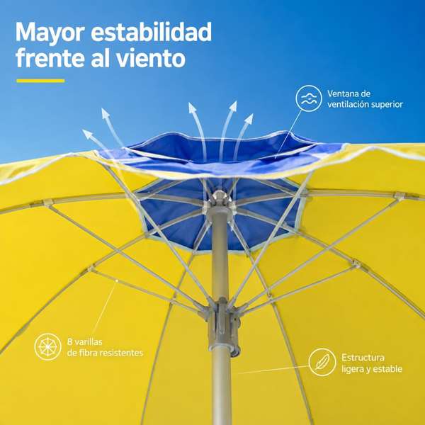 JugaToys Sombrilla Amarilla de Aluminio 200 cm