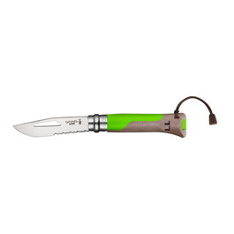 Opinel Navaja N. 08 Outdoor Sports Verde con Silbato, Hoja Acero Inoxidable 8.5 cm, Mango Bimaterial y Virobloc