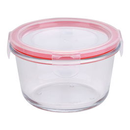 San Ignacio Fiambrera Hermética de Vidrio Borosilicato Serie Toledo, Redonda, 500 ml, 12.5 x 7 cm, para Microondas, Horno, Lavavajillas, Congelador y Frigorífico