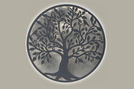 DKD Home Decor Decoración de Pared LED Árbol Blanco 60x60 cm
