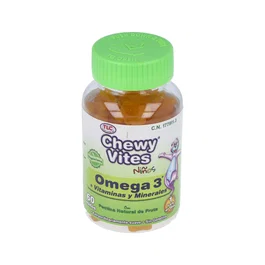 CHEWY VITES Omega 3 Niños Masticables Sabor Suave - Complemento Alimenticio con DHA para Niños a Partir de 2 Años - 60 Unidades