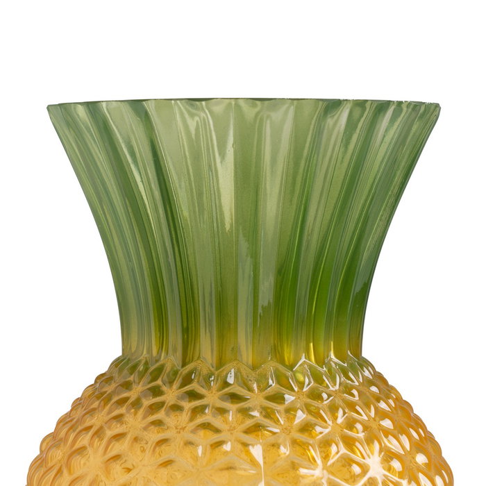 Jarrón Piña Verde-Amarillo Cristal 20 X 20 X 27,50 cm (Set de 2)