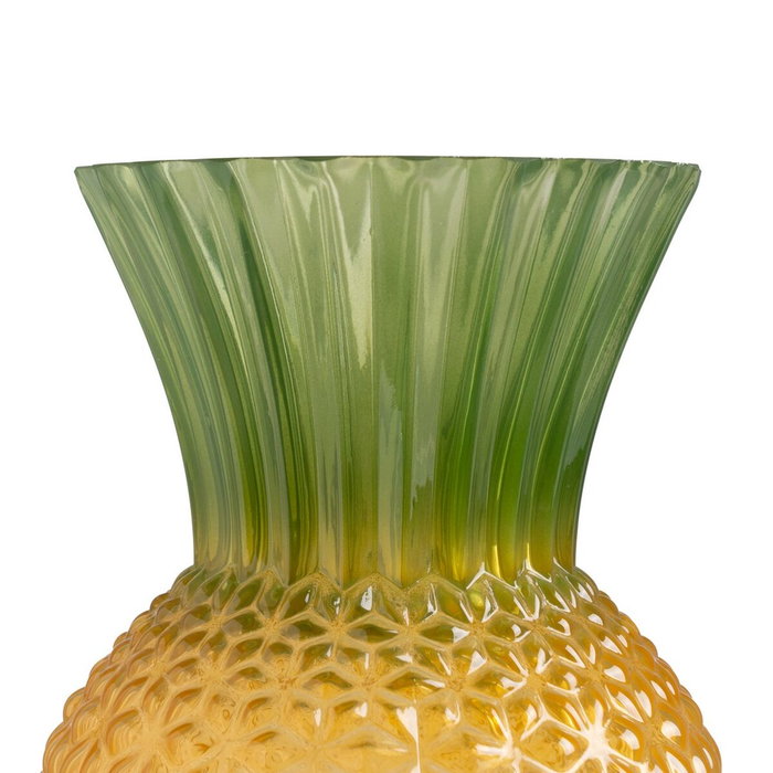 Ixia Jarrón Piña Verde-Amarillo de Cristal
