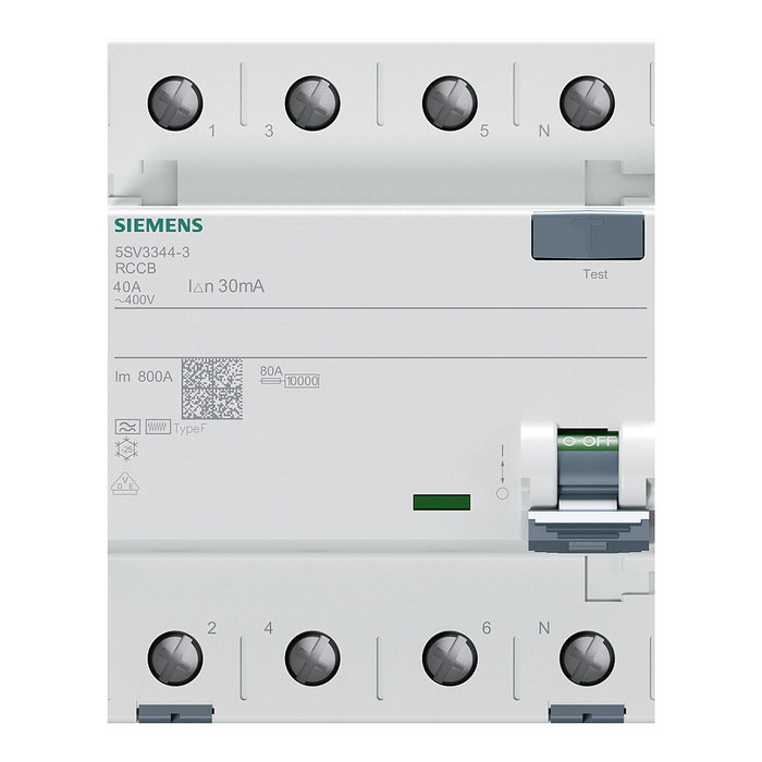 Siemens 5SV3344-3 Interruptor diferencial Typ F 4x40A 30mA 400V
