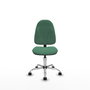 Silla de oficina Algarra con mecanismo Contacto permanente básico tapizada con Tela color Verde esmeralda. Equipada con Base cromada, Sin brazos y Ruedas de nailon 50 mm