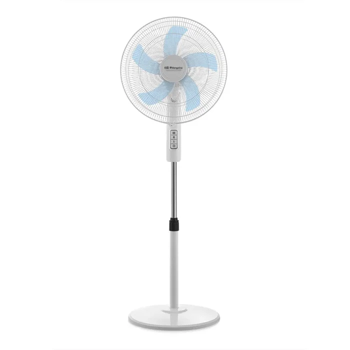 Orbegozo SF 1040 - Ventilador de Pie Blanco, 45W, 40cm, 5 Aspas, 3 Velocidades, Altura Ajustable (hasta 128 cm), Cabezal Oscilante