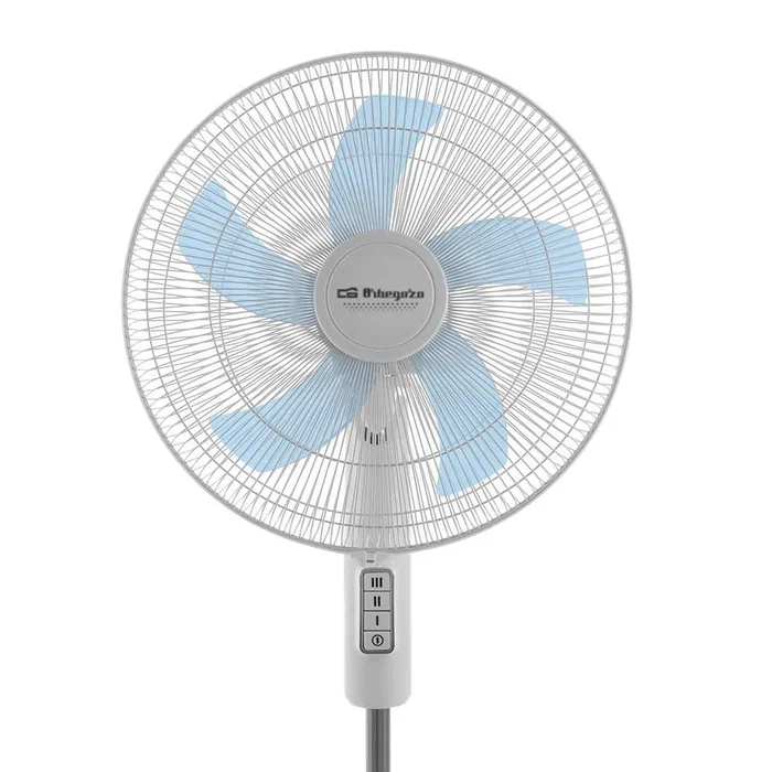 Orbegozo SF 1040 - Ventilador de Pie Blanco, 45W, 40cm, 5 Aspas, 3 Velocidades, Altura Ajustable (hasta 128 cm), Cabezal Oscilante