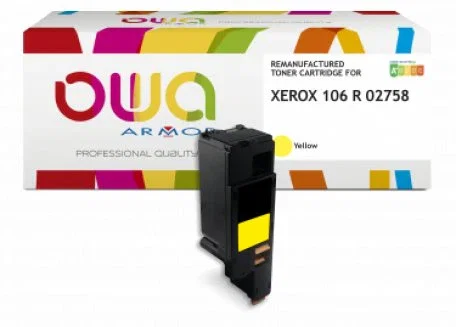 Armor Toner Remanufacturado OWA 106R02758 Amarillo para Xerox Phaser 6020, WC 6025, WorkCentre 6025, 6020bi, 6022, 6027