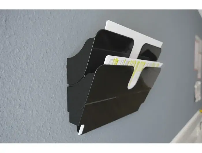 Durable Expositor Mural Magnético Flexiplus Negro, Portafolletos A4 Horizontal Doble para Paredes Metálicas, 3 kg Carga