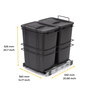 Emuca Contenedor de reciclaje Recycle 2x35 litros, Gris antracita