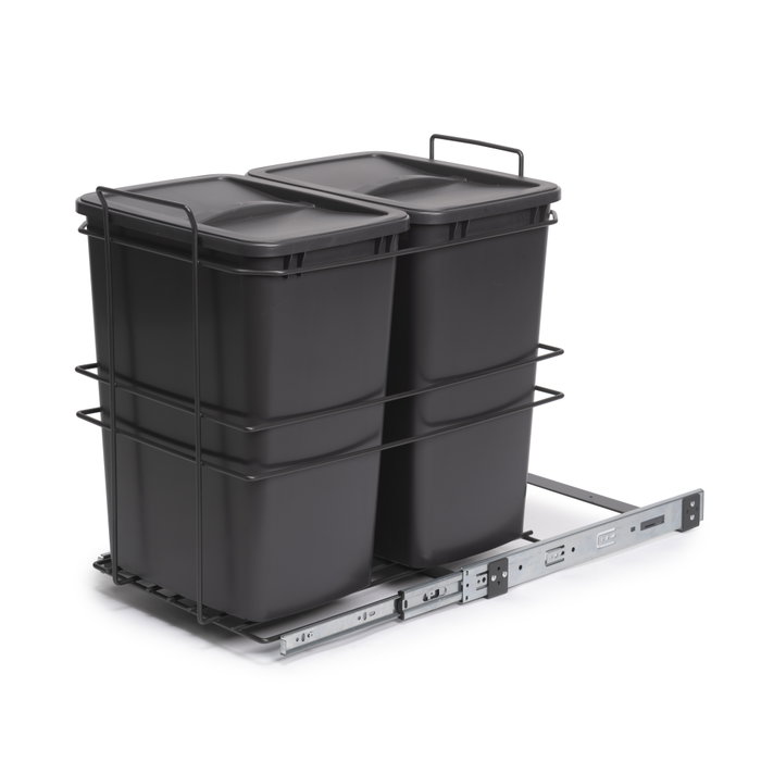 Emuca Contenedor de reciclaje Recycle 2x35 litros, Gris antracita