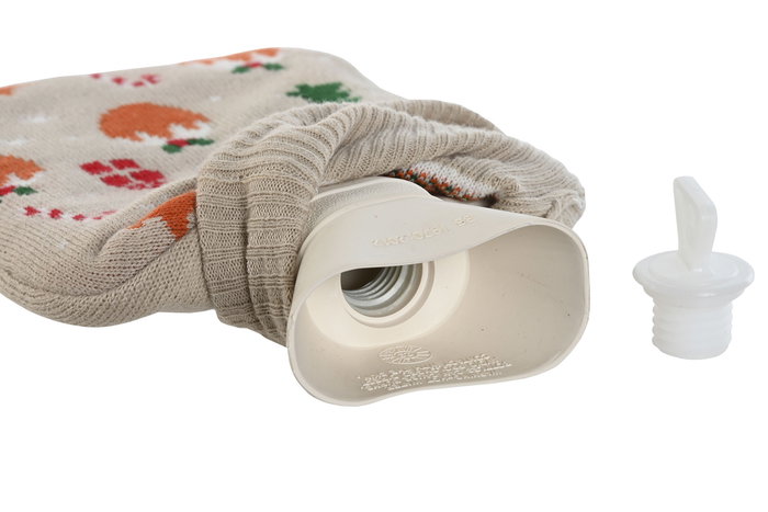 DKD Home Decor Bolsa Agua Caliente Navidad Tradicional Beige Azul Marino 28 x 4 x 17 cm Set de 2