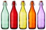 La Mediterran Botella Vidrio Pintada 6 Colores 1L 8.6x8.6x31 cm (12 Unidades)