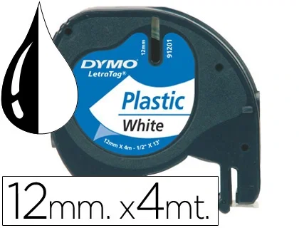 Dymo Cinta LetraTag 91221 Negro sobre Blanco 12mm x 4m Dymo Cinta LetraTag 91221 Negro sobre Blanco 12mm x 4m