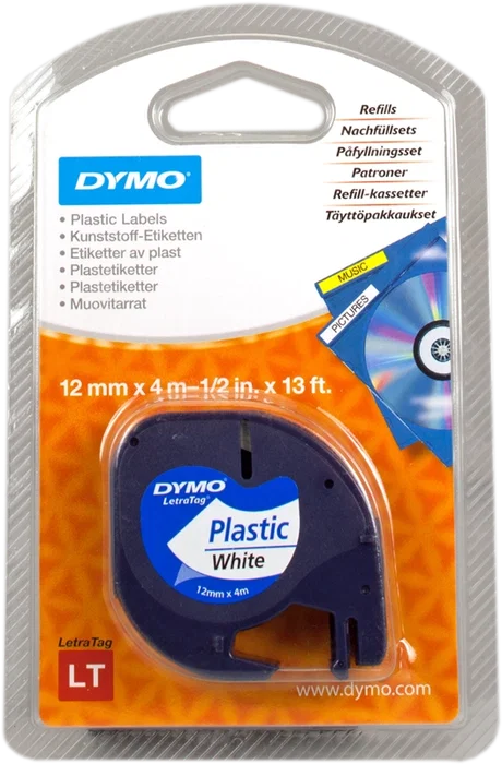 Dymo Cinta LetraTag 12mm x 4m Negro sobre Blanco (91221) Dymo Cinta LetraTag 12mm x 4m Negro sobre Blanco (91221)