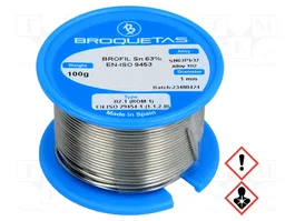 BROQUETAS Sn63Pb37 Estaño Plúmbico 1mm 100g