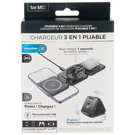 Be Mix Cargador Inducción Plegable 3 en 1 Plástico para Dispositivos