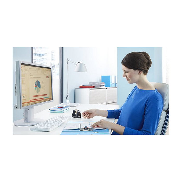 Tesa Dispensador de cinta de mesa Orca con 1 rollo cristal transparente