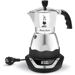 Bialetti Cafetera Italiana Eléctrica Moka Timer 3 Tazas 120 ml Acero Inoxidable BIA8006363009980