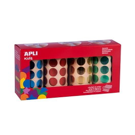 Apli Pack de 4 Rollos de Gomets Redondos Metalizados de 20 mm
