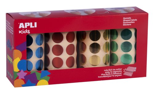 Apli Pack de 4 Rollos de Gomets Redondos Metalizados de 20 mm Apli Pack de 4 Rollos de Gomets Redondos Metalizados de 20 mm