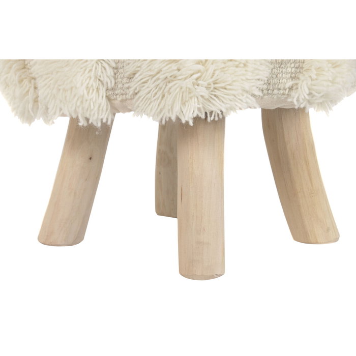 DKD Home Decor Reposapiés de Lana y Madera Crudo