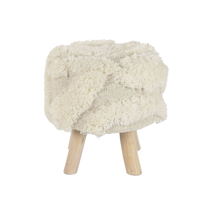 DKD Home Decor Reposapiés de Lana y Madera Crudo