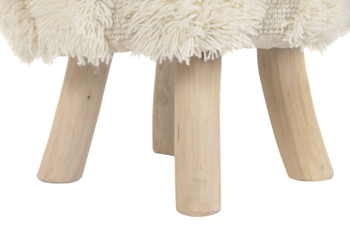 DKD Home Decor Reposapiés de Lana y Madera Crudo