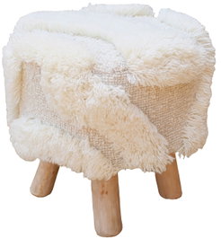 DKD Home Decor Reposapiés de Lana y Madera Crudo