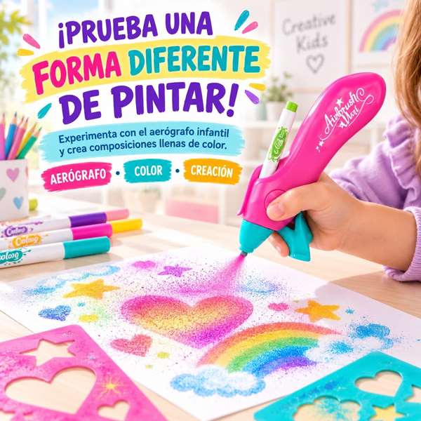 Jugatoys - ponteguap@ Maletín de dibujo con rotuladores, plantillas y aérografo