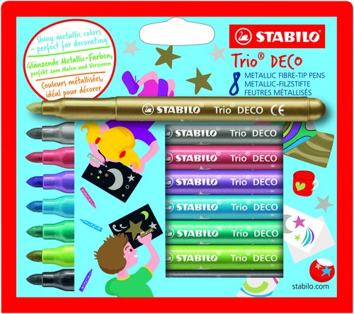 STABILO Trio DECO 377 Estuche de 8 Rotuladores de Fibra Metálica STABILO Trio DECO 377 Estuche de 8 Rotuladores de Fibra Metálica