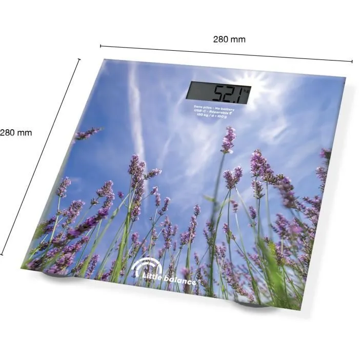 Little Balance LIT3760240788423 Báscula de Baño USB-C Color Lavanda Little Balance LIT3760240788423 Báscula de Baño USB-C Color Lavanda