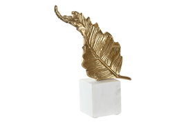 DKD Home Decor Figura de Aluminio y Mármol Hoja Dorado y Blanco 20x7x22 cm