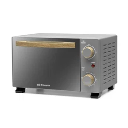 Orbegozo HO 995 Horno Tostador 10 L, 800 W, Parrilla, Selector Calor Superior/Inferior, Puerta Doble Cristal, Temporizador 30 Min, 2 Barras Calefactoras, Gris