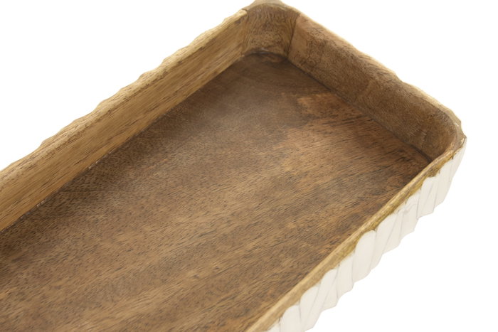 DKD Home Decor Set de 2 Centros de Mesa de Mango Lacado Blanco