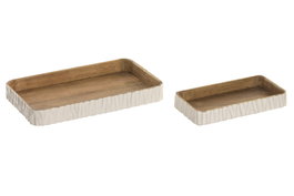 DKD Home Decor Set de 2 Centros de Mesa de Mango Lacado Blanco