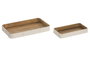 DKD Home Decor Set de 2 Centros de Mesa de Mango Lacado Blanco